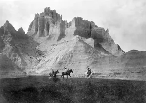 Sioux Prints: Entering the Badlands, Three Sioux Indians on horseback