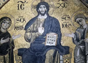 Evangelist Prints: Enthroned Christ between the Virgin and St