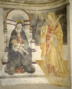 Wheel Prints: Enthroned Madonna with Child with Saint Catherine from Alessandria