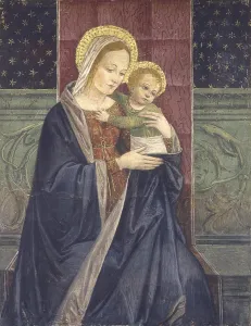 In Ones Arms Prints: Enthroned Madonna with Child, by Unknown Artist