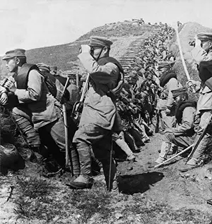 Defenders Prints: Entrenched Japanese soldiers expecting an attack from Russian cavalry, Tehling, Manchuria