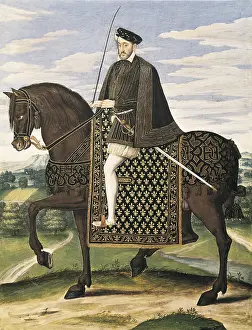 16th C Prints: Equestrian Portrait of Henry II