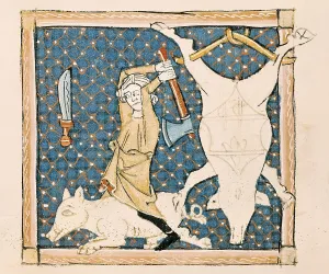 ERMENGAUD OF BEZIERS (13th century). Brviaire d'amour (Breviary of Love). 13th c. The Month of April. Provenal School. Romanesque art. Miniature Painting. SPAIN