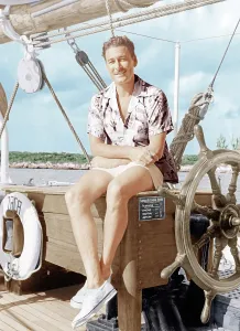 Shorts Prints: Errol Flynn relaxing on his yacht, ca. early 1940s