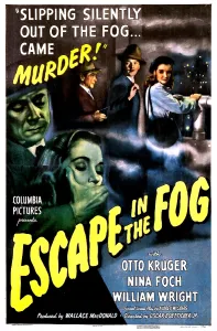 Murder Prints: ESCAPE IN THE FOG, US poster, from left: Nina Foch, Konstantin Shayne, 1945