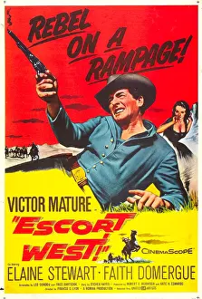 Faith Prints: ESCORT WEST, US poster, Victor Mature, Faith Domergue, 1958