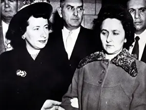 Trial Prints: Ethel Rosenberg (right) leaves courtroom after she & husband Julius were sentenced to death