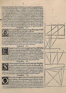 EUCLID (c. 300 BC). Printed page from Euclid's "Elements". SPAIN. Barcelona. Biblioteca de Catalunya (National Library of Catalonia)
