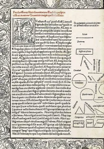300 Bc Prints: EUCLID (c. 300 BC). Printed page from Euclid's 'Elements'