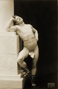 Eugen Sandow (1867-1925), the famous strong man who performed in England and America. He charged women fans who wanted to feel his muscles after his shows. 1894