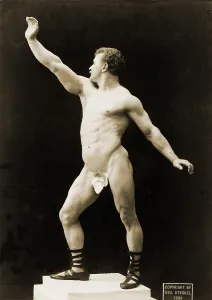 Eugen Sandow (1867-1925), German born father of body building, developed his physique on the proportions of classical Greek sculpture. 1894