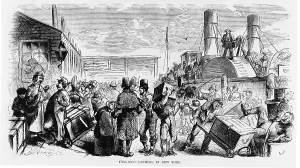 Illustrations Prints: European immigrants arriving at New York City's Castle Garden