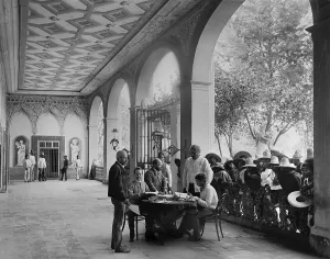 Records Prints: European-Mexican administrator sits in a Hacienda porch