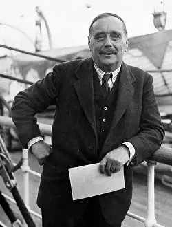Wells Prints: EV1860 -Author H.G. Wells, onboard the Acquitania on arrival in New York