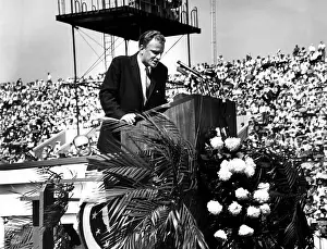 Billy Prints: Evangelist, Billy Graham preaching to a crowd at the Chicago Crusade Revival