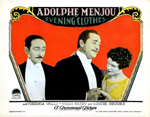 Louise Prints: EVENING CLOTHES, lobbycard, from left: Adolphe Menjou, Noah Beery, Louise Brooks, 1927