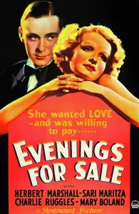 Sari Prints: EVENINGS FOR SALE, from left on US poster art: Herbert Marshall, Sari Maritza, 1932