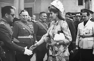 Lcgr1501 Prints: Evita Peron, meeting veterans of the Spanish Civil War at the Alcazar de Toledo