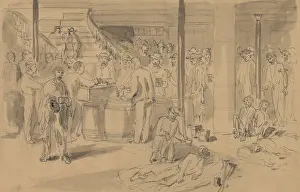Armies Prints: Exchanged Union POWs receiving rations of coffee