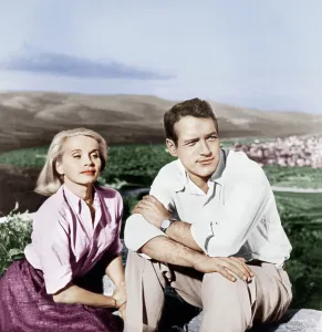 Sitting On Ground Prints: EXODUS, from left: Eva Marie Saint, Paul Newman, 1960