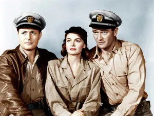 Leather Jacket Prints: THEY WERE EXPENDABLE, from left: Robert Montgomery, Donna Reed, John Wayne, 1945
