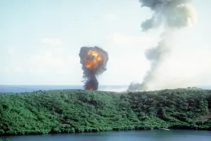 Proxy Wars Prints: Explosion from a direct U.S. hit on a Grenadian position on the first day of the U