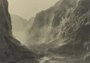 Excavation Prints: Explosives stripping canyon walls at Boulder Dam site, 1934. (BSLOC_2013_7_79)