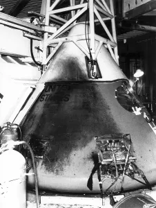 Nasa Prints: Exterior of NASA's Apollo 1 space capsule following the fire that killed three astronauts