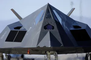Bombers Prints: F-117 Nighthawk taxis on the runway before its flight at Holloman Air Force Base New Mexico