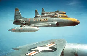 Air Force Prints: F-80C jet fighters fly in formation ca. 1950