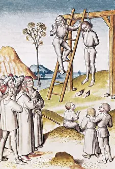 Miniatures Prints: The Fables of Bidpai. Folio 117: The Hanged Man