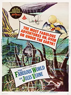 Octopus Prints: THE FABULOUS WORLD OF JULES VERNE, (aka THE DEADLY INVENTION), US poster art, 1958