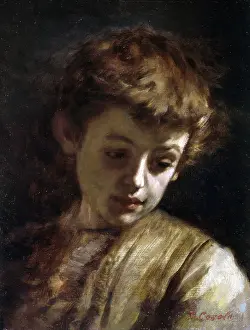 Face of a Boy (Volto di fanciullo), by Demetrio Cosola, 1870 - 1895, 19th Century, oil on canvas - Private collection. Whole artwork view