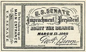 Capitol Prints: Facsimile of a ticket of admission to the Senate for the Impeachment Trial of President Andrew Johnson