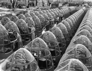 Manufacturing Prints: Factory lights reflected in the noses of planes at Douglas Aircraft's Long Beach