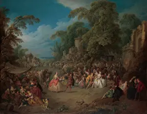 Couples Prints: THE FAIR AT BEZONS, by Jean-Baptiste Joseph Pater, 1733, French painting, oil on canvas
