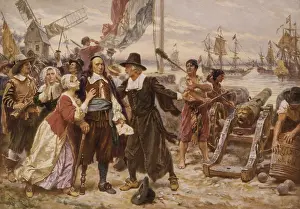 Warships Prints: THE FALL OF NEW AMSTERDAM, by Jean Leon Gerome Ferris, ca. 1930