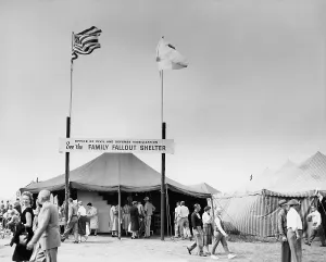 Bombs Prints: Fallout shelters promoted at a county fair