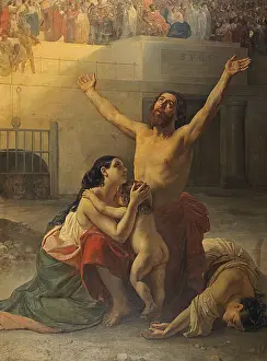 Show Prints: Family of early Christians, about to be eaten by the beasts