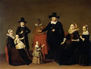 Brothers Prints: Family Group with a Black Man, by Willem Duyster, 1631-33, Dutch painting, oil on panel