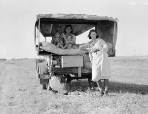 Jobless Prints: Family traveling from South Texas to Arkansas seeking work in cotton fields