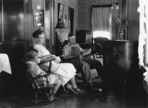 Parents Prints: Farm family listening to their radio