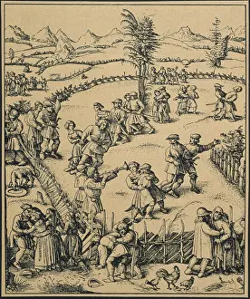 Folk Prints: Farmers party in a German farm ('Der Jahrmarkt')