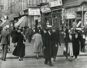 Street Scenes Prints: Fashionably dressed African Americans walking on a Harlem street in 1940