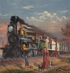 Tracks Prints: THE FAST MAIL. Railroads became moving post offices that picked up with special hook