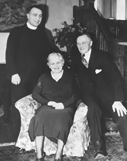 Detroit Prints: Father Charles Coughlin with his parents, Amelia and Thomas J. Coughlin. April 16, 1942