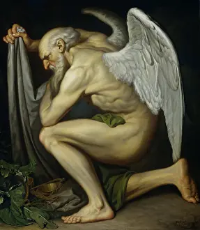 White Hair Prints: Father Time, by Pieter Christoffel Wonder, 1810, Dutch painting, oil on canvas