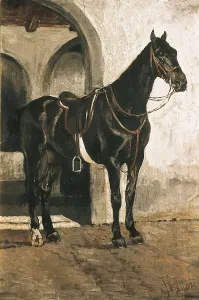 Macchiaioli Prints: FATTORI, Giovanni (1825-1908). The Black Horse