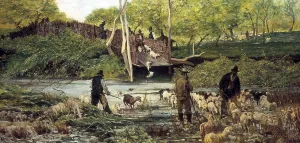 Macchiaioli Prints: FATTORIGiovanni (1825-1908). The Sheep Jump