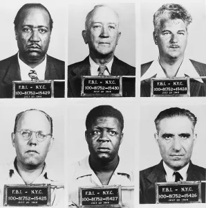 Mug Shot Prints: FBI mug shots of six top-ranking members of the American Communist Party: Eugene Dennis
